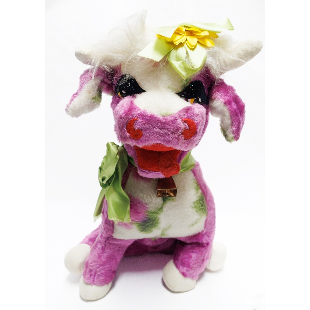 1960s Rushton Purple Cow Stuffed Animal Plush Toy Vintage